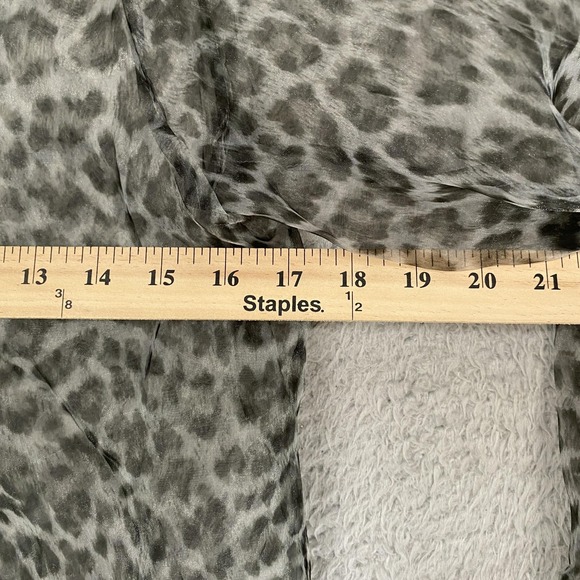 Zara Sheer Leopard Button Up Top Womens Small Gray Cropped Balloon Sleeve Y2K - Picture 7 of 13